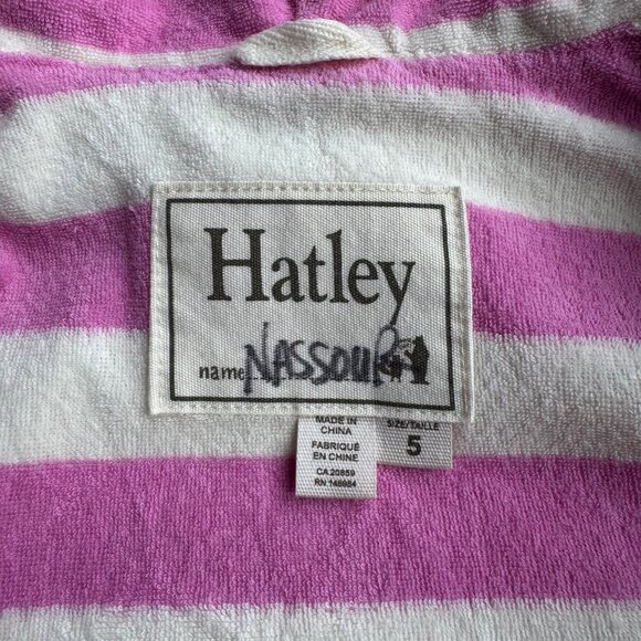 HATLEY Hooded Horse Raincoat Girls 5 Pink Purple Horses Waterproof Rain Jacket - Picture 7 of 8